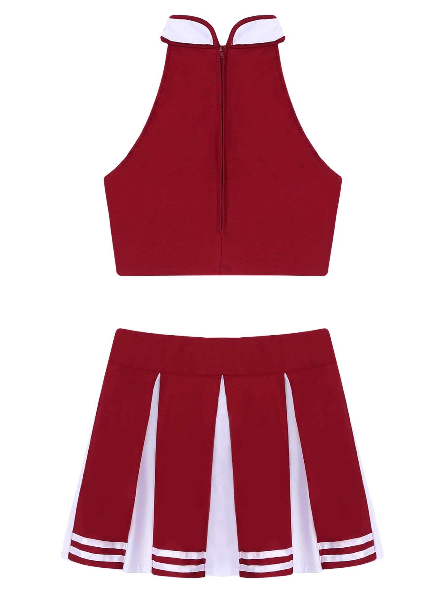 Sexy Mujer Cheer Cosplay Dance Outfit Stand Collar Top con Falda Plisada