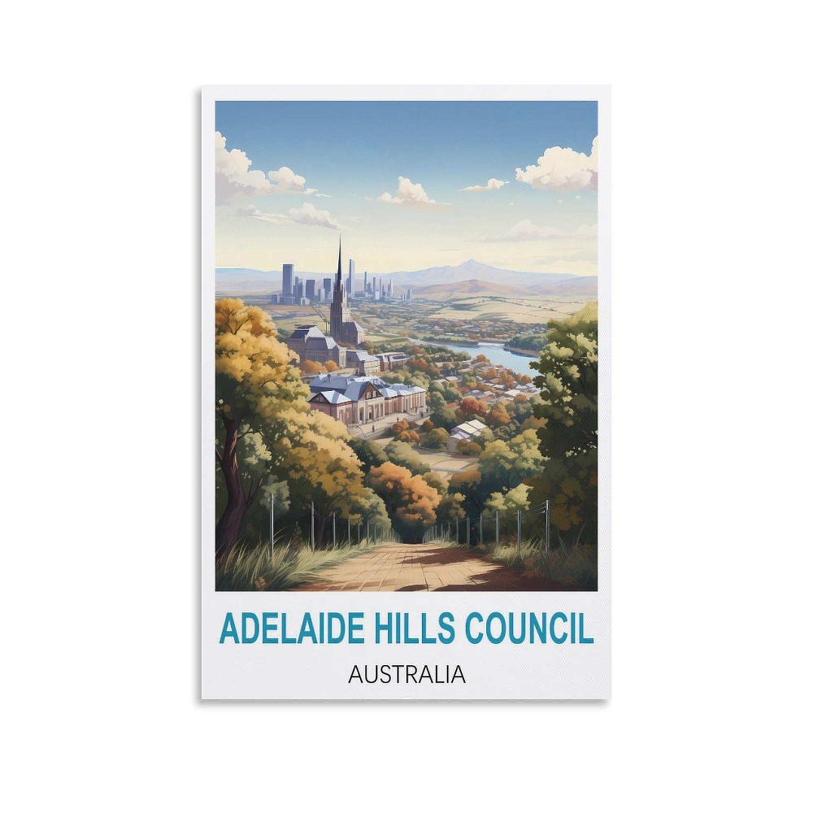 Metal Tin Sign,Adelaide Hills Council Australia,Tin Sign Metal Retro Art Wall Poster for Home Club Garden Decor 30x40cm