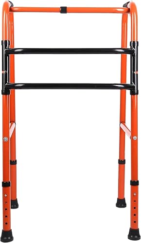 iWalk MS Height Adjustable & Double Bar Folding Walker for Adults, Senior Citizens and Injured | Heavy Duty | Made in India (FW204)