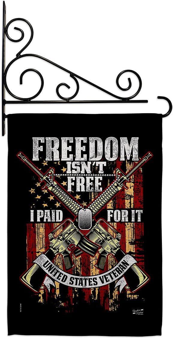 Freedom Isn't Free Garden Flag Set Wall Holder Armed Forces Branches Support Honor United State American Military Veteran House Banner Small Yard Gift Double-Sided, Made in USA