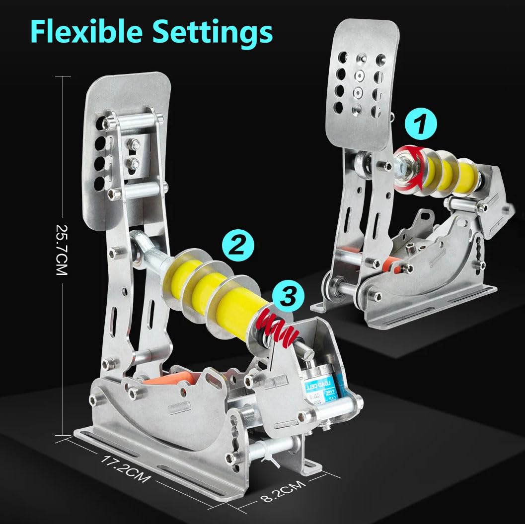 Simjack UT Sim Racing Pedals z czujnikiem obciążenia 200KG Profesjonalny czujnik obciążenia do symulacji iRacing Regulowany pedał hamulca z amortyzatorami elastomerowymi Podłączenie (UT-P3)