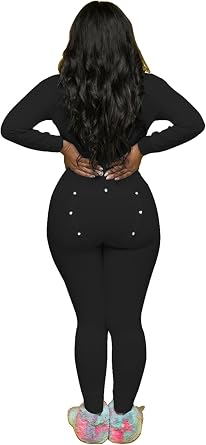 Aopwsrlyi Womens Sexy Butt Flap Pajamas Deep V Neck Long Sleeve Jumpsuit Adult One Piece Bodycon Romper Sleepwear