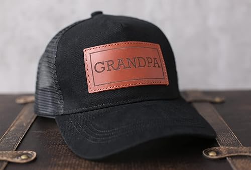 Miniatura 2 de Sombrero de papá de regalo para el día del padre Nuevo sombrero de camionero de regalo para papá sombrero de golf con parche de cuero personalizado