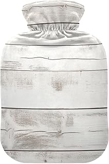 Wajiw Hot Water Bottle with Cover 2L Warm Water Bottle for Hot and Cold Compress Hot and Cold Therapies,Hand Feet Warmer,Wooden Pattern