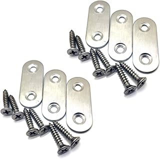 ZHome 40 by 16 MM Stainless Steel Flat Straight Brace Brackets Mending Repair Plate Fixing Bracket Connector with Screws 6Sets