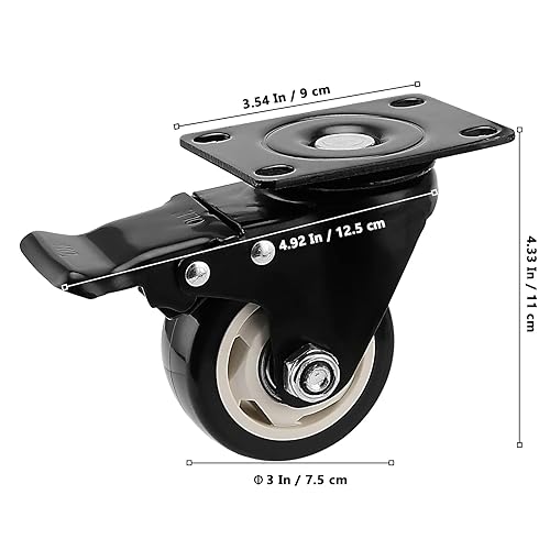 Miniatura 2 de Juego de 8 ruedas giratorias, ruedas giratorias de placa de alta resistencia de 3 pulgadas, 4 bloqueos, 4 ruedas de repuesto fijas de doble