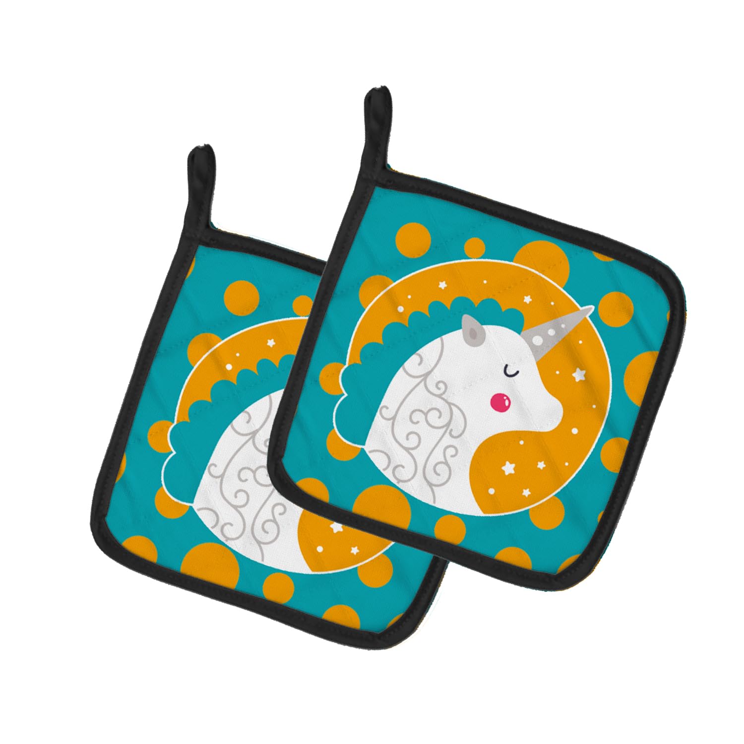 Agarraderas cuadradas de 7,5 x 7,5 cm multicolor con diseño de unicornio