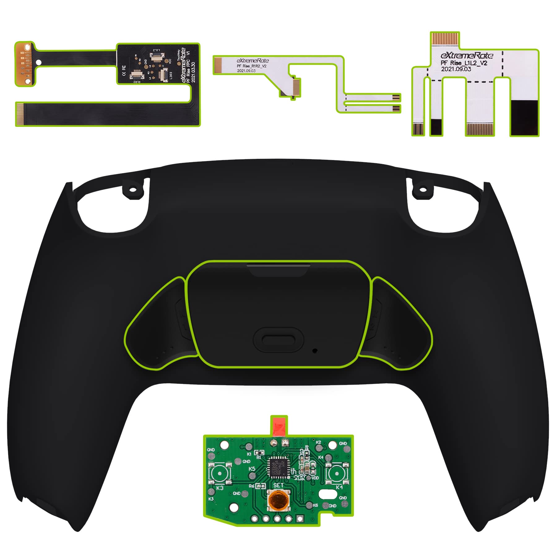 eXtremeRate Rise 2.0 Remap Kit Programmabile per ps5 Controller BDM-010/020,Palette Back Button Cover Posteriore per ps5 Joystick,2 Tasti Aggiuntivi per Joypad-Nero Misterioso