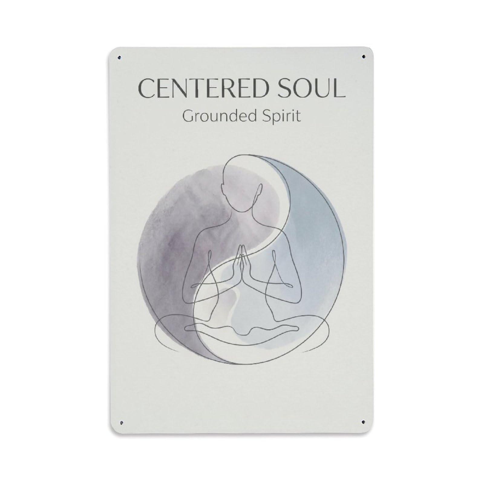 Centered Soul Zen Meditation Calm Spirit Healing Balance Study Metal Tin Sign Plaque Wall Decor for Cafe, Man Cave, Club Bar, Office, Home Garden Round Metal Poster 8x12Inch