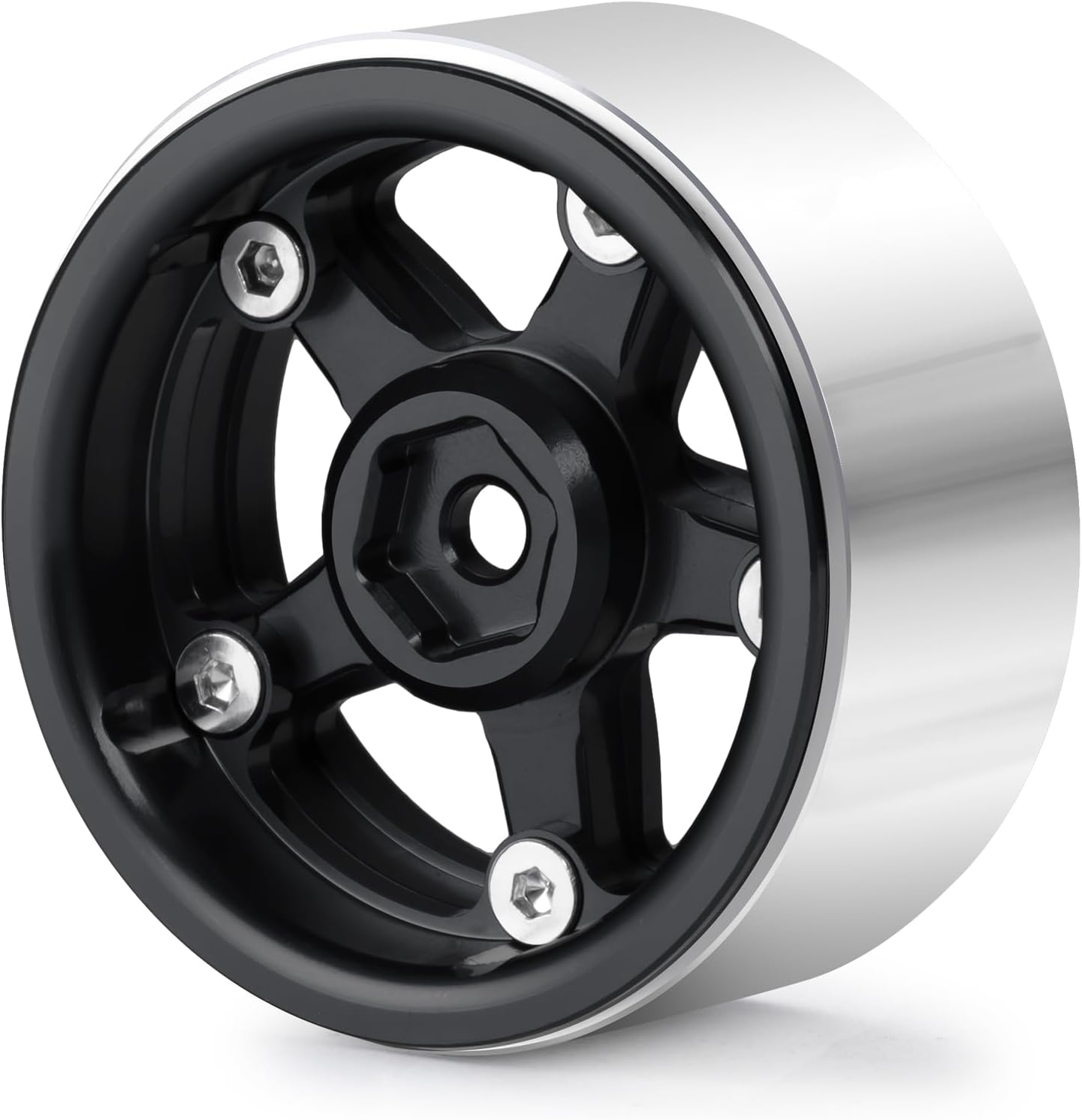 RCLIONS 1.3inch Aluminium Beadlock Wheel Rims 70g for TRX4M SCX24 1/24 1/18 Scale RC Crawler Car Upgrade Parts (Black)