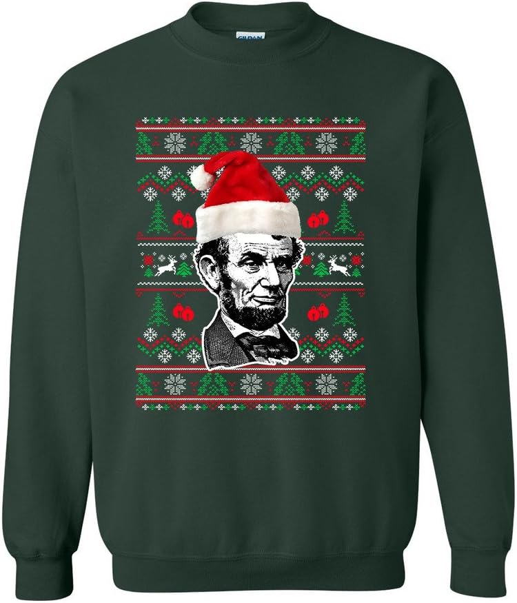 City Shirts Abraham Lincoln President USA Ugly Christmas Funny DT Novelty Crewneck Sweatshirt