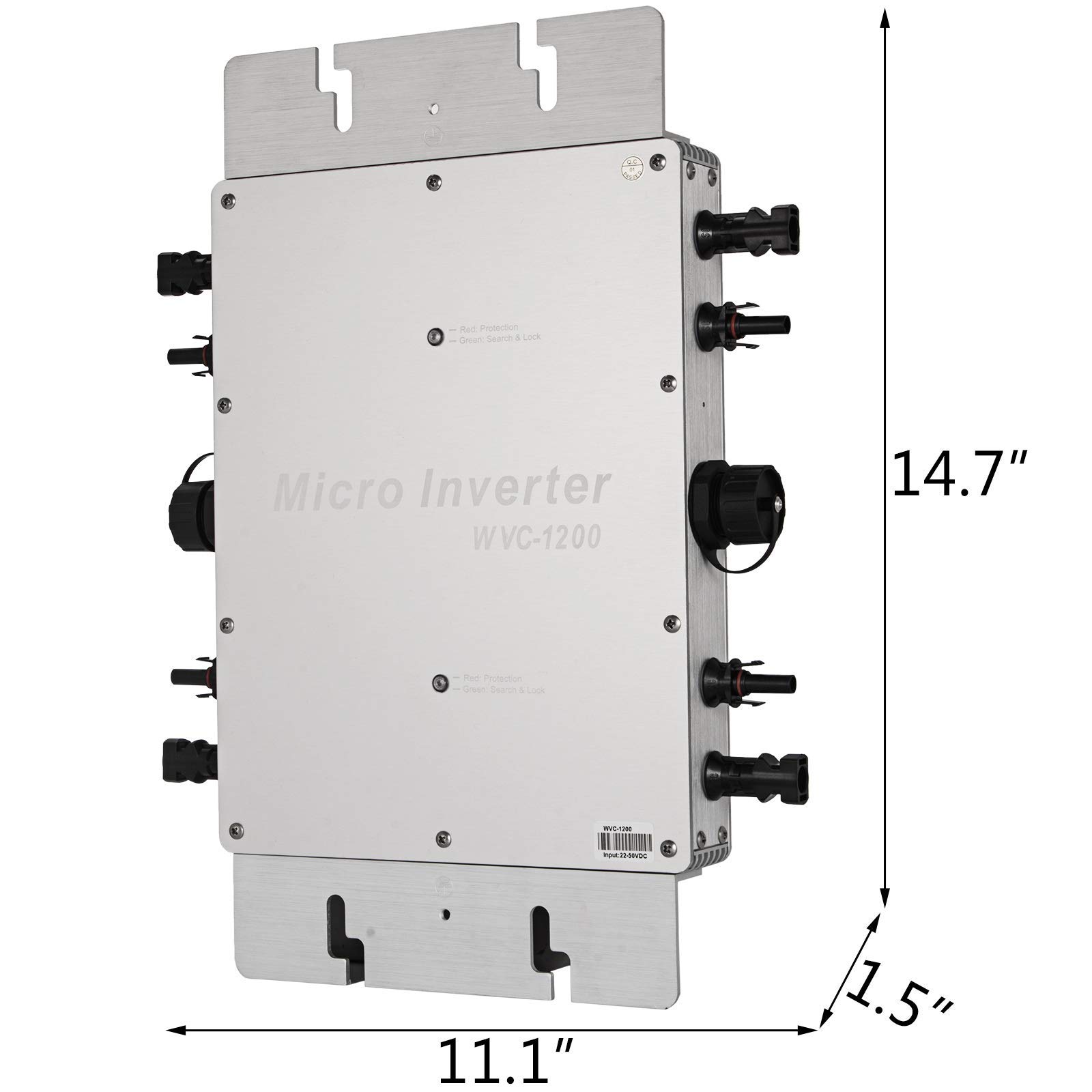 Grid-tie Inverter Onduleur étanche 1200 W - Micro onduleur 220 V - Micro onduleur Solaire avec Prise d'alimentation WVC - Micro-onduleur - Argent