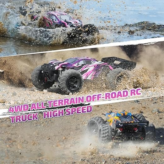 Image of High Speed RC Truck,1:16 Large Remote Control Truck 4X4 RTR Fast RC Cars for Adults,All Terrains RC Monster Truck Off Road Hobby Electric Vehicle Toys Gifts for Kids,2 Li-po Batteries