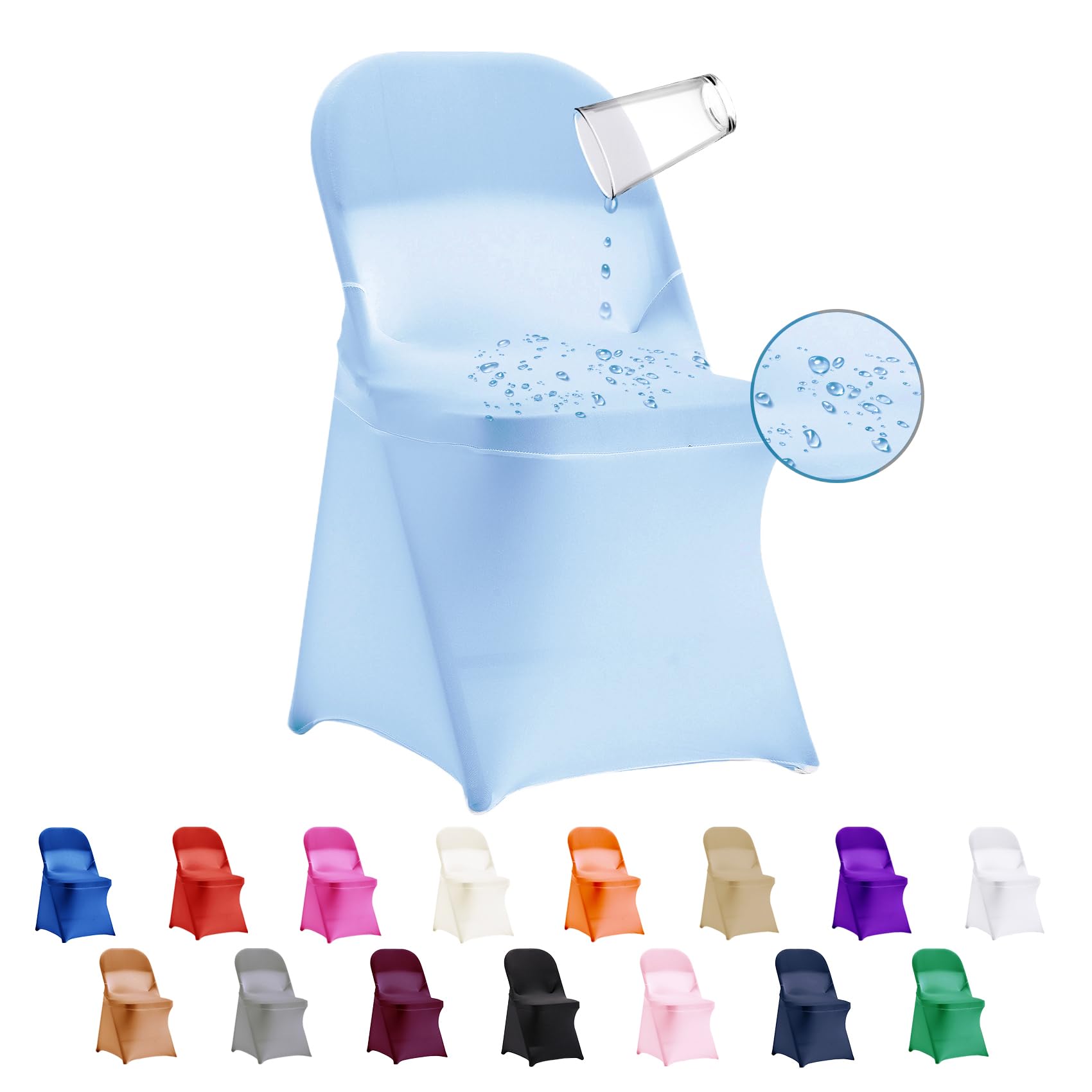 12 fundas plegables de elastano elástico impermeables para sillas de comedor, fundas protectoras para sillas de comedor, bodas, banquetes, fiestas, vacaciones, celebraciones y decoración