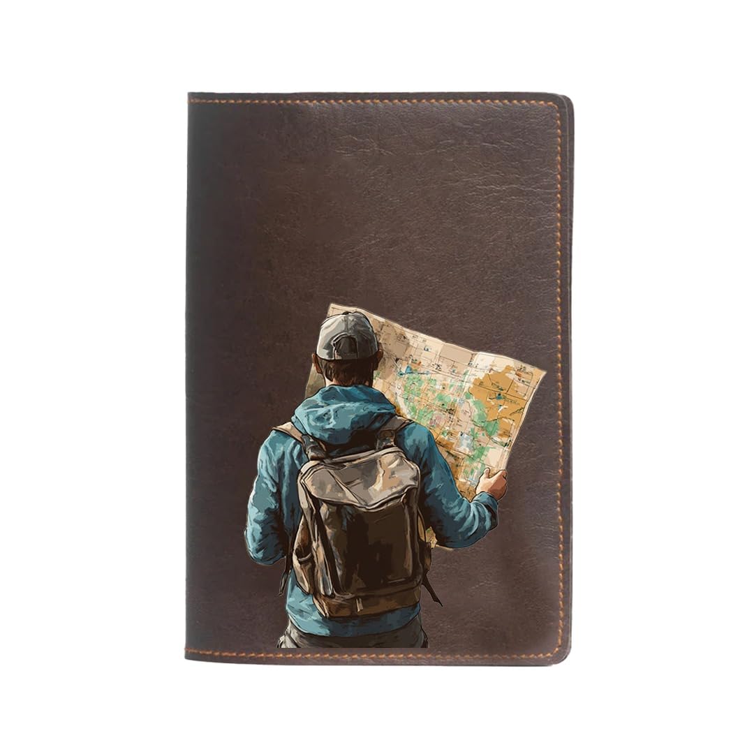 Vegan Leather Passport Cover for Men | Globetrotter Leather Passport Case Accessories for Travel (Dbrown)-image-1