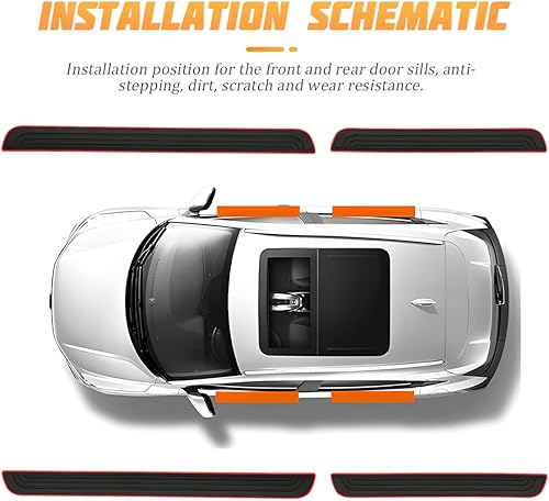 Miniatura 10 de AICEL Protectores de placa para umbral de puerta de automóvil, 4 piezas de goma suave de PVC para umbral de puerta delanteratrasera, protección