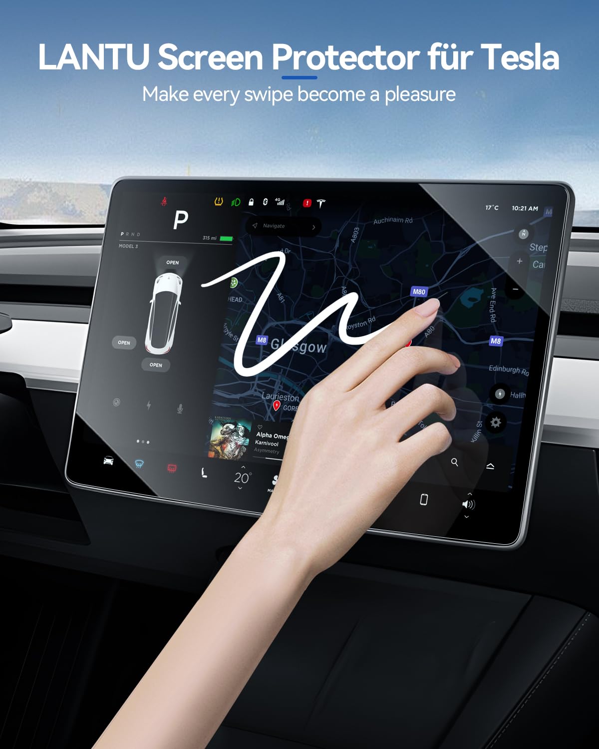 Pellicola protettiva per Tesla Model Y 2020-2024 e Model 3 2018-2023, opaca, antiriflesso, 9H, in vetro temperato anti-impronte, pellicola proteggi schermo Tesla Model Y Model 3
