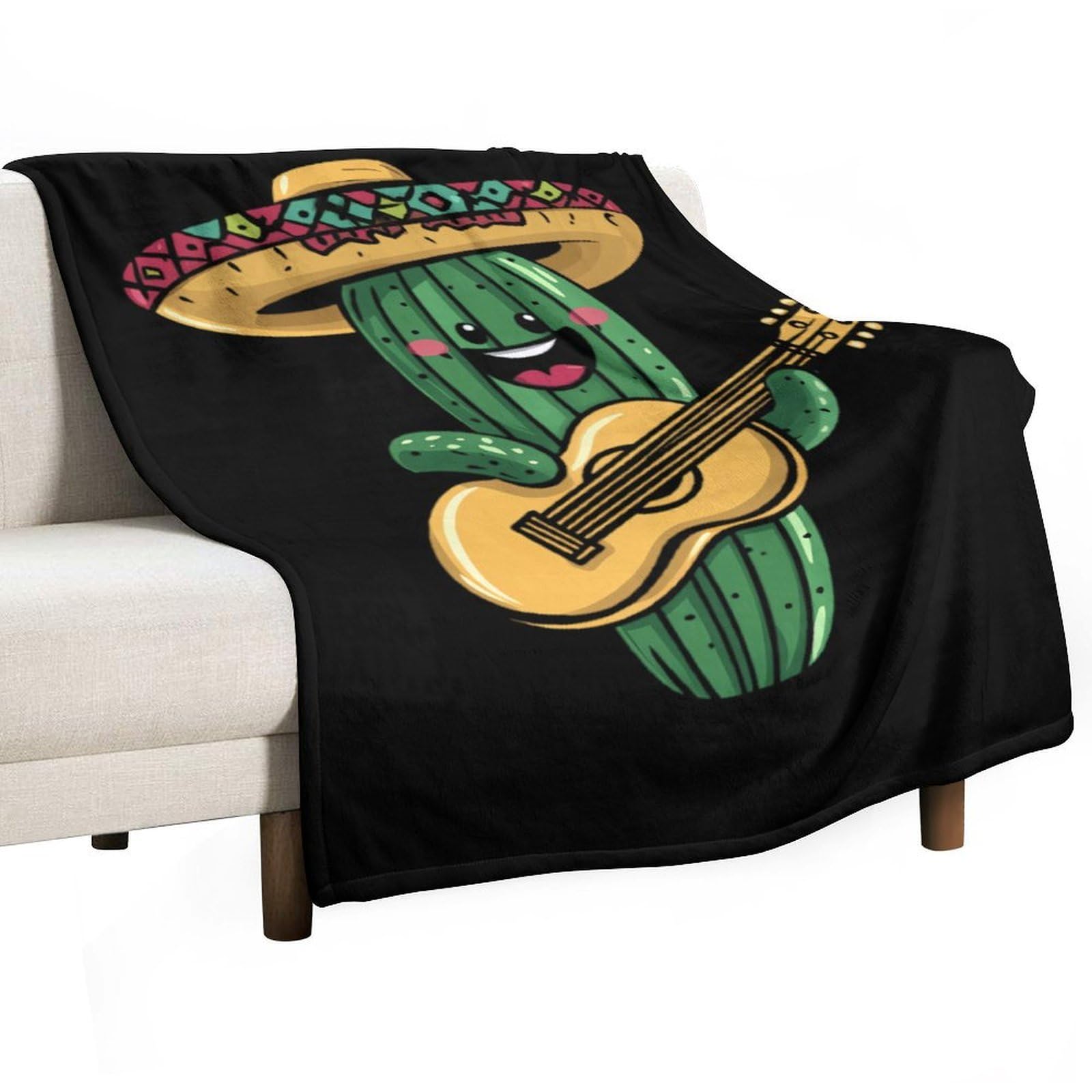 CGSBNGHA Mexico Cactus Guitar Flannel Fleece Blanket Lightweight Soft Throw Blankets for Sofa Couch Bed Chair
