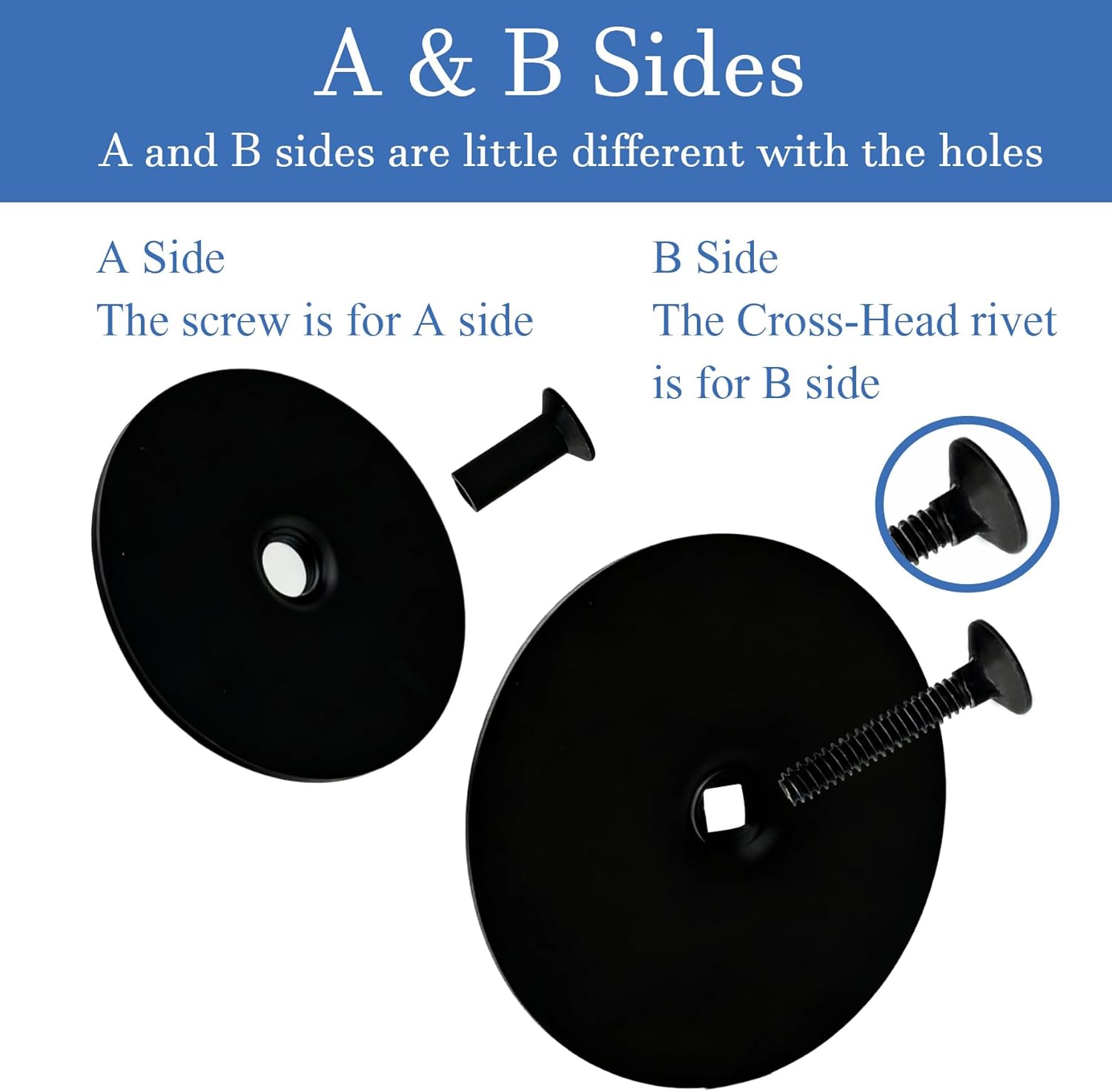 Door Hole Cover Plate for Deadbolt, 2-5/8" Round Door Knob & Deadbolt Hole Filler Plate, Durable Door Strike Plate for Home Security, Easy Installation (Black, 2-5/8"Diameter)
