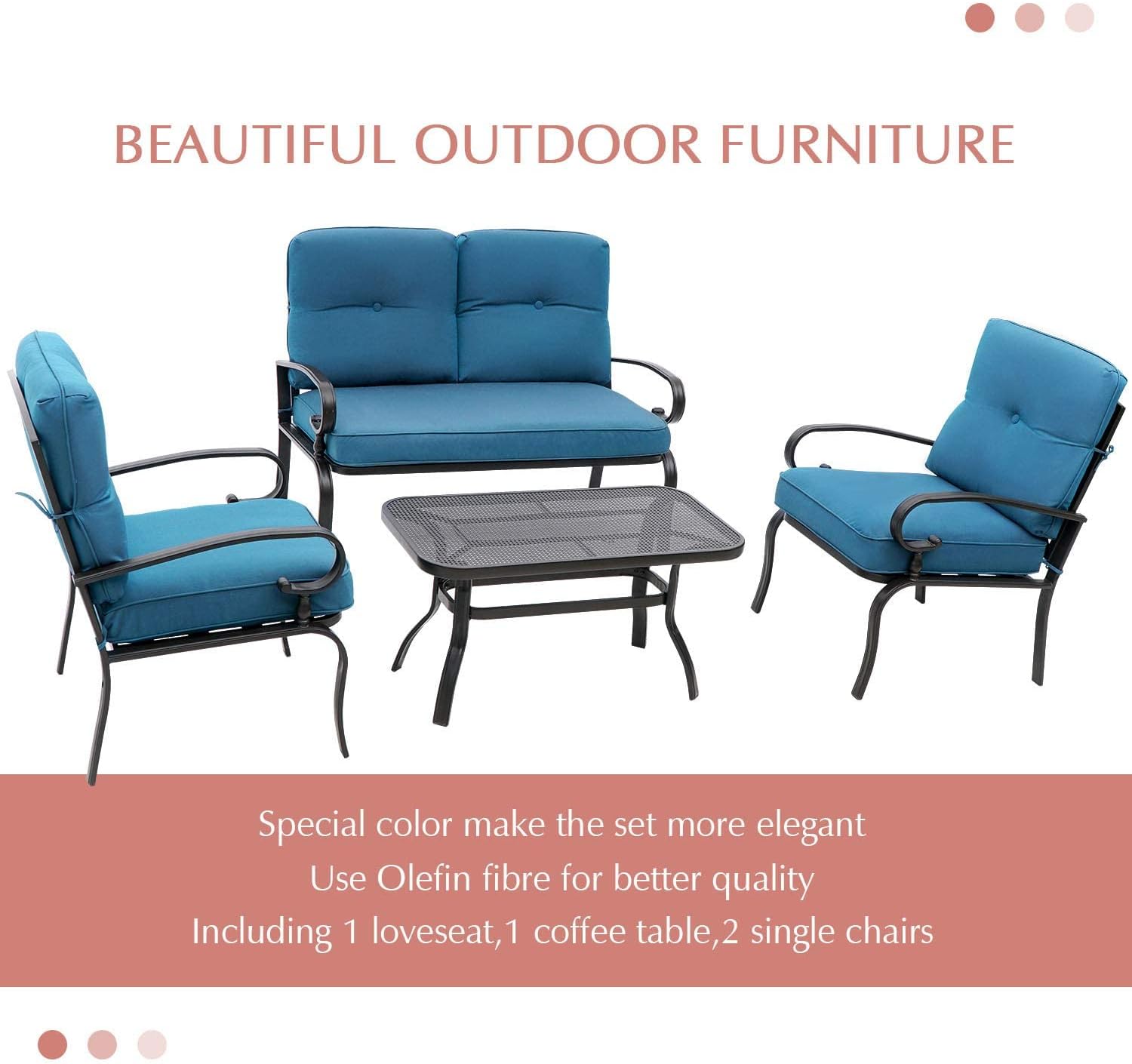 Buy Oakcloud Outdoor Furniture Patio Conversation Set Loveseat, 2 Chairs, Coffee Table with