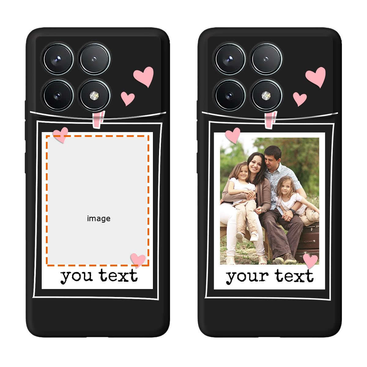 Klsify Custom Multi Photos Collage Case for Xiaomi Redmi K70/Redmi K70 Pro/Poco F6 Pro Customized Personalized Multiple Image Text Picture Design Shockproof Protective Black Soft Phone Cover Shell
