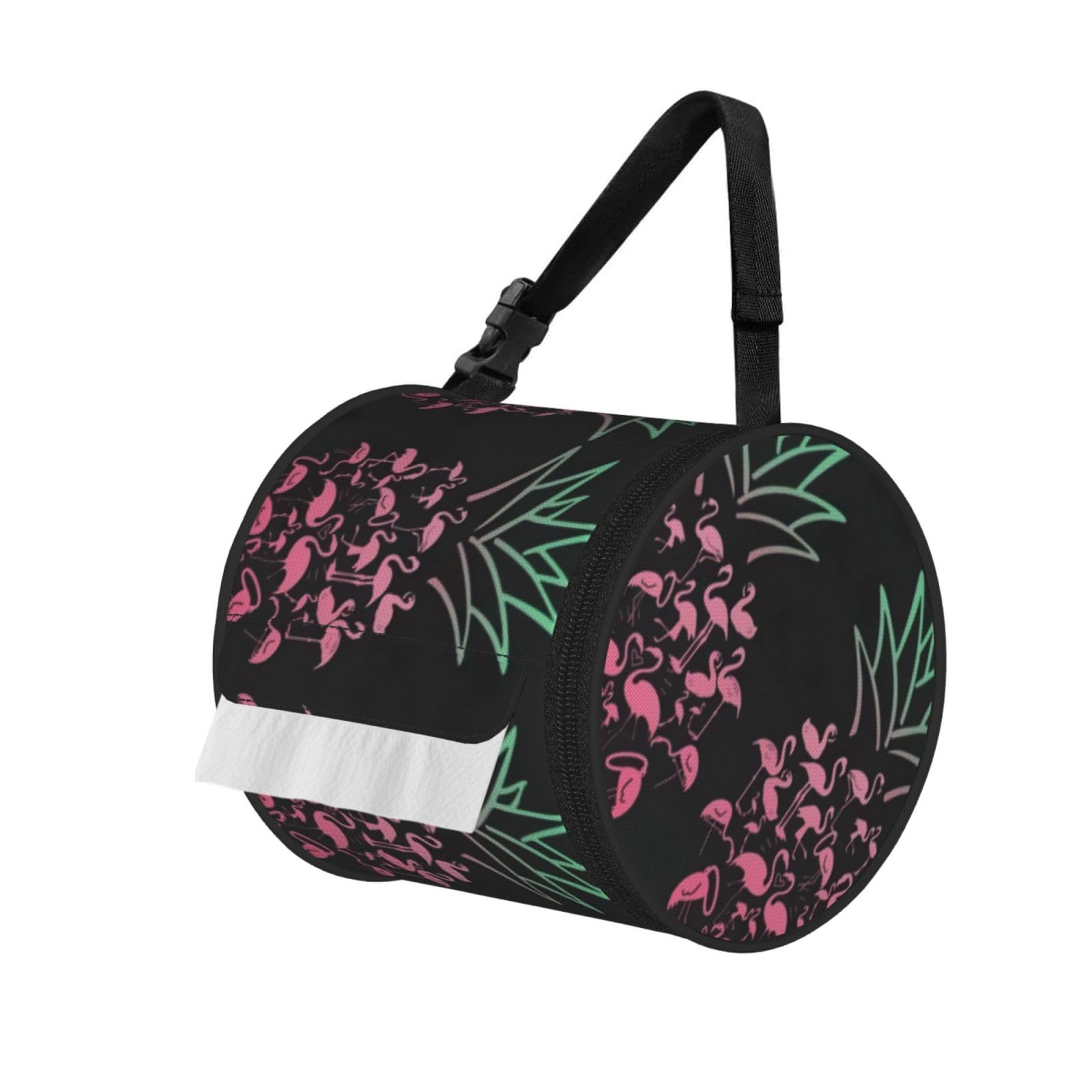 Pineapple Flamingos Print Fashion Tissues Organizer Box, Hanging Tissue Holder For Purse Coins For Car Office Daily Outing