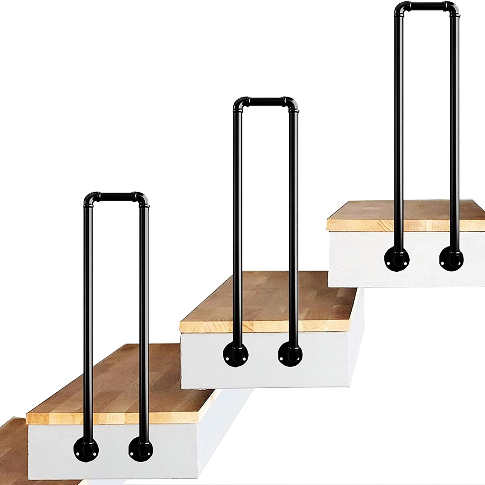 FKXSXAZ Side Mounted U-Shaped Stair Railings Handrail for Balcony Decoration, Wrought Iron Safety Grab Bars Fence, Modern Industrial Indoor and Outdoor Hand Rail(Size:55cm/21.7in)