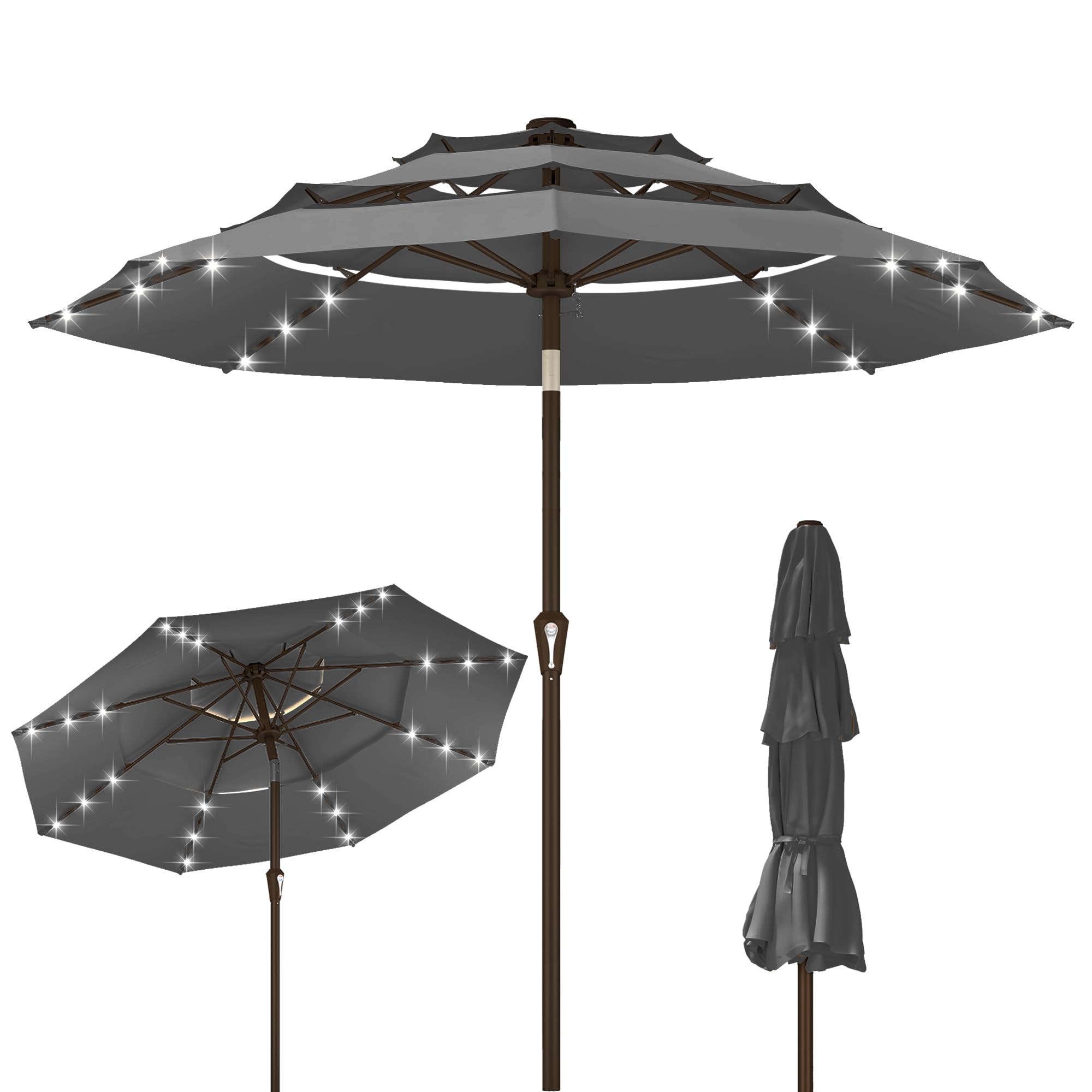 Kingdura 10ft Patio Umbrella with Solar Lights