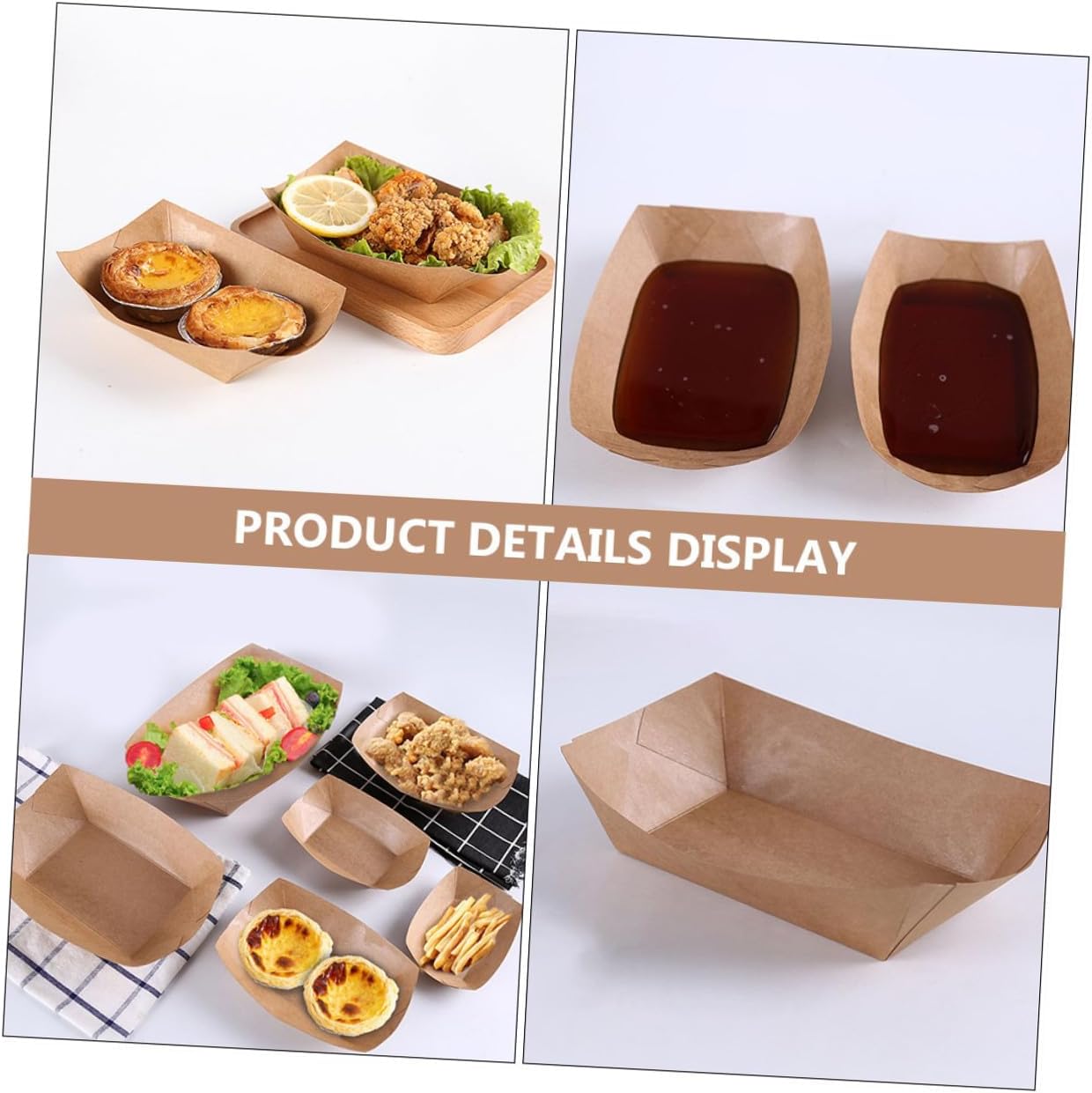 Amosfun 100pcs Oil Proof Kraft Paper Snack Boxes for Fried Food Disposable French Fries and Fried Chicken Takeout Containers Food Packaging Boxes and Catering
