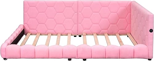 Miniatura 47 de SOFTSEA Marco de sofá cama simple para sala de estar, sofá cama tapizado de tamaño matrimonial con colchón de funda de lino, respaldo y Beige,Beige