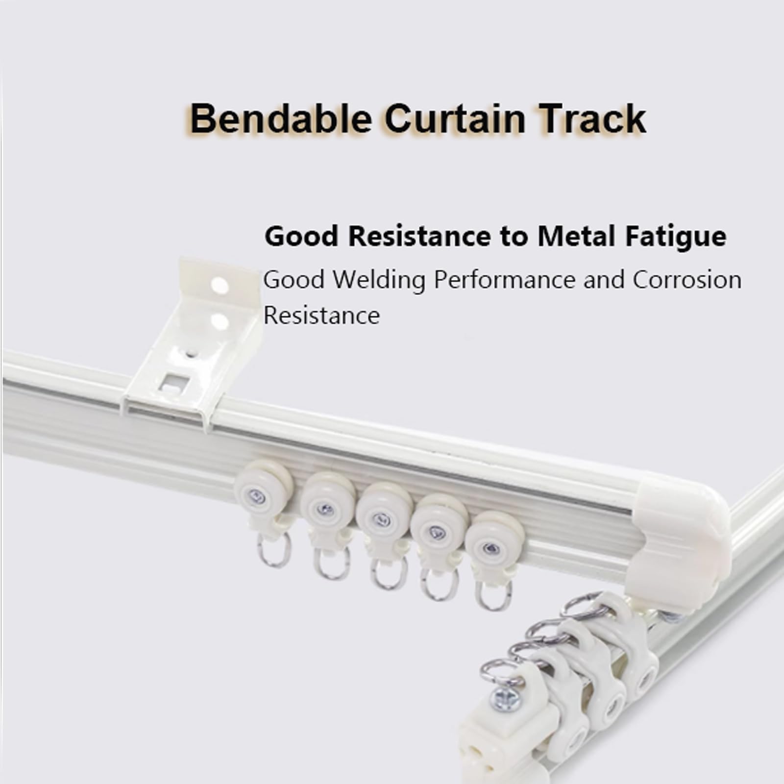 Rail de Rideau Incurvé Cloisonné Rail de Plafond Kit Tringle a Rideaux Coulissants Rail pour Rideaux Aluminium pour Fenêtre(White-Side,300cm(2 * 150cm))