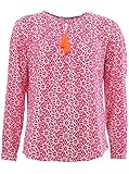Zwillingsherz Bluse mit Geometriemuster - Hochwertige Tunika Oberteile für Damen Frauen Mädchen - Langarmshirt Top Shirt mit Kordel - Tasseln - perfektes Hemd für Sommer Frühling und Herbst