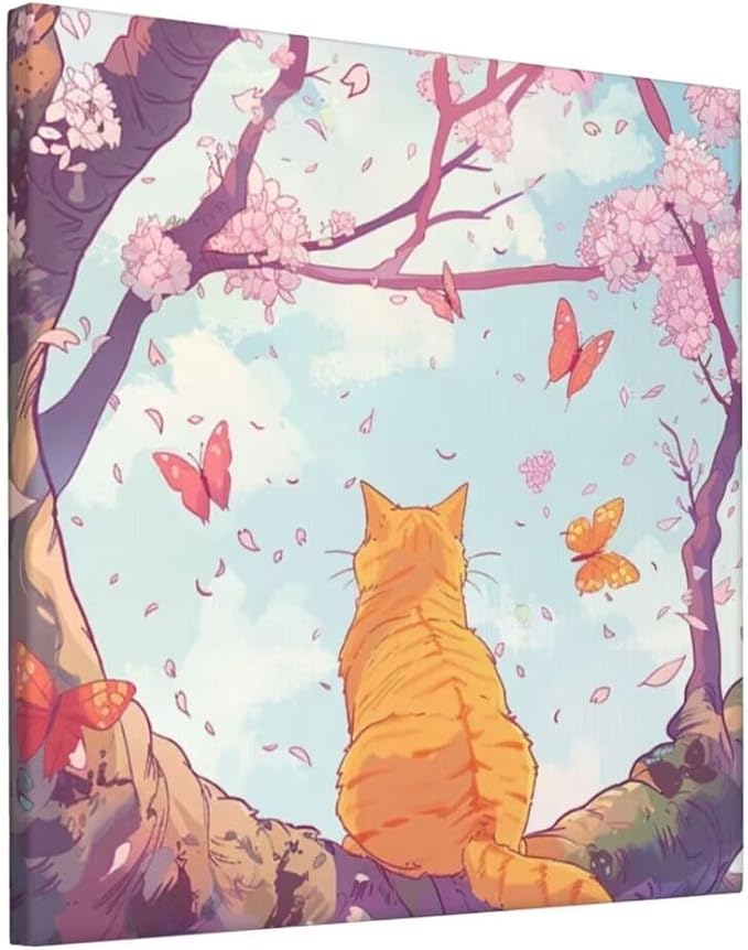 Amazon Paint By Numbers 猫、漫画 数字油絵 フレーム付き DIYペイント 大人の塗り絵 初心者 子供用 数字で簡単に塗れる アクリル水彩絵の具 ペイントバイナンバー