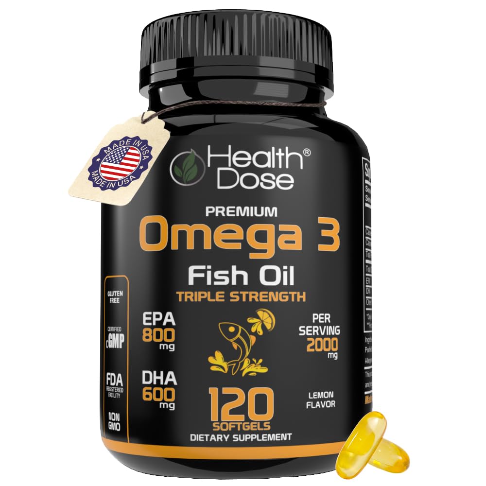 Amazon.com: Health Dose Omega 3 Fish Oil 2000mg – Lemon-Flavored