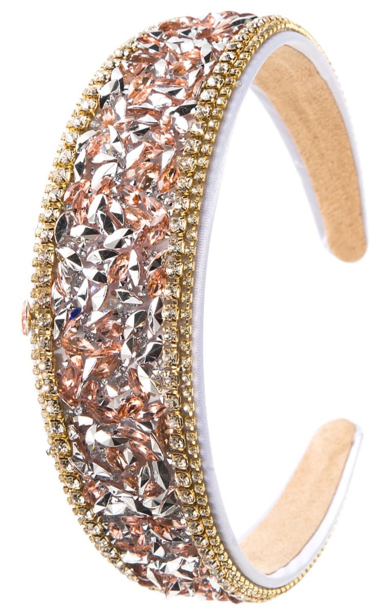Rhinestone Pearl Headband Padded Wide Hairband Bling Crystal Headhoop Glitter Head Bands for Women Girls 25510 - Image 4