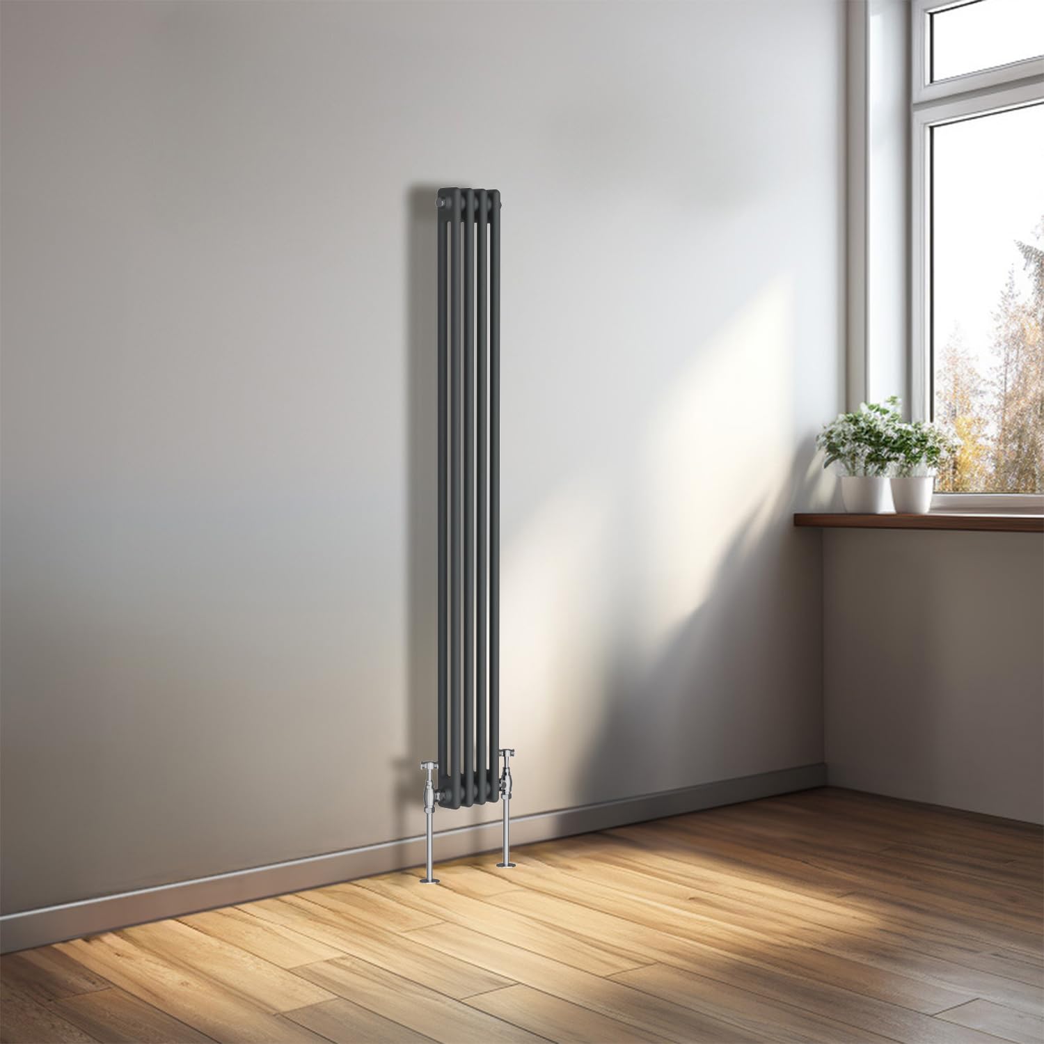 NRG 1500x200 Cast Iron Vertical Radiator Anthracite 2 Column โ image 1