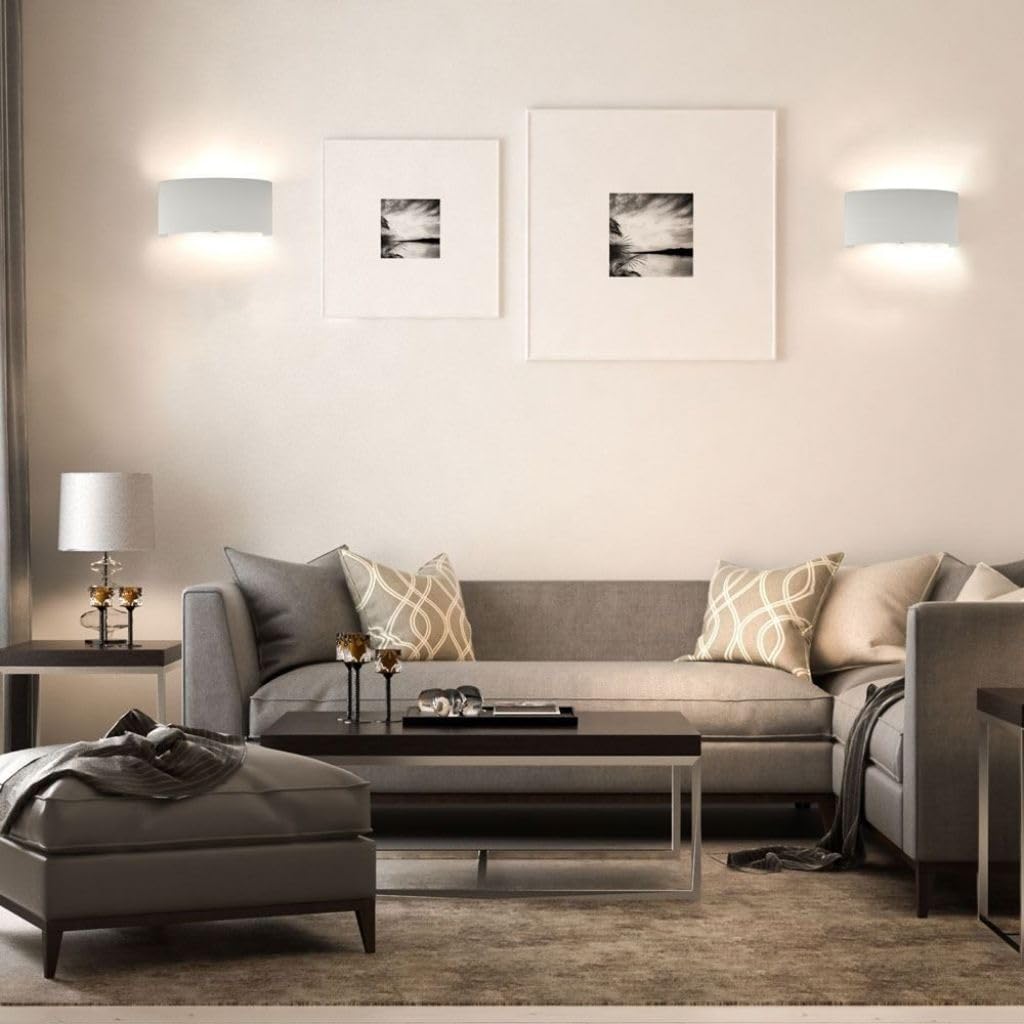 LEDLUX LD8617 Applique Led Da Parete 8W 8X1W Carcassa Bianca Doppio Illuminazione Up-Down e Indiretto Con Angolo Luce 150 Gradi IP54 Interno Esterno (Bianco Caldo 3000K)