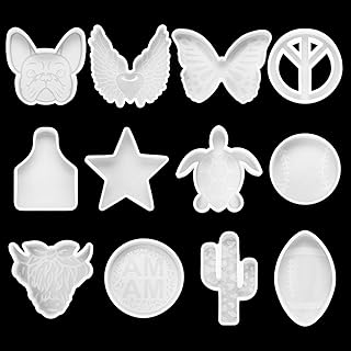 Geyoga 12 Pcs Car Freshie Molds Silicone Freshie Mold for Aroma Beads and Baking DIY Soap Craft Oven Safe Handmade Freshies Mould Car Freshie Gift Supplies, 12 Shapes (Novelty)