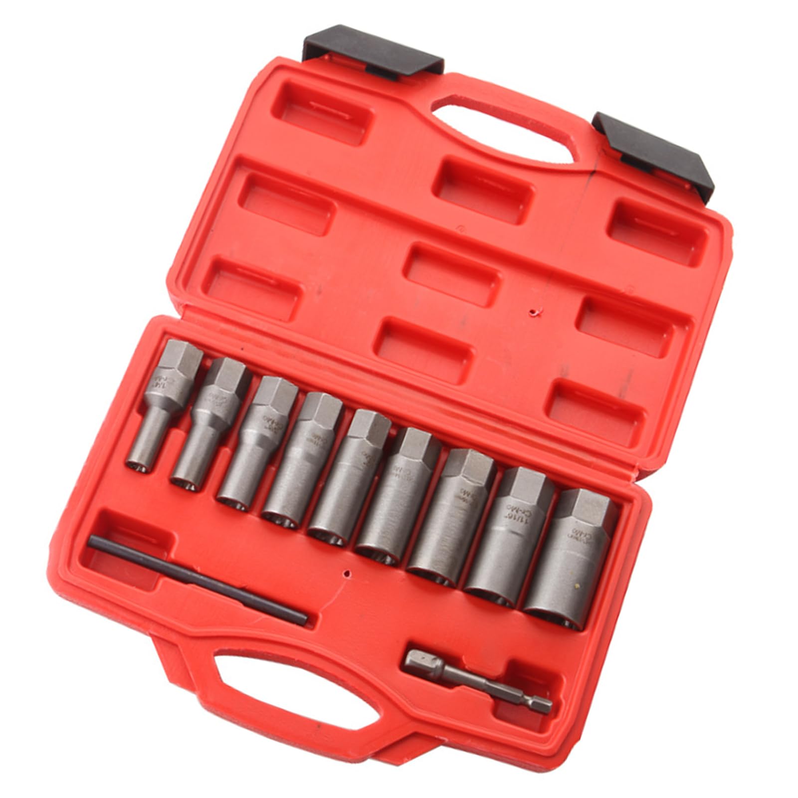 Alloneslife 11 Piece Set Screw Extractor Center Drill Bits Guide Set Damaged Bolt Removal Hexagonal Shank And Spanner For Damaged Extractor