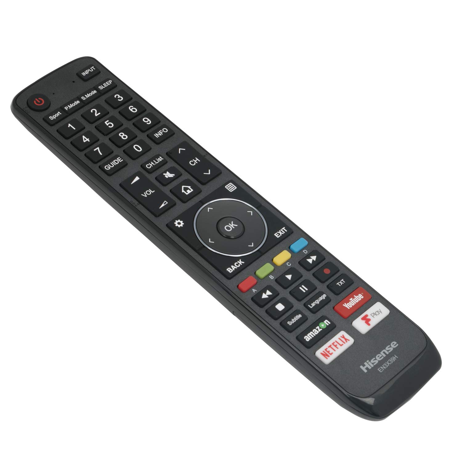 ROLLGAN EN3X39H Replace Remote Compatible with Hisense TV H43A6550UK H50A6500UK H55A6500UK H65A6500UK, BLACK - Image 3
