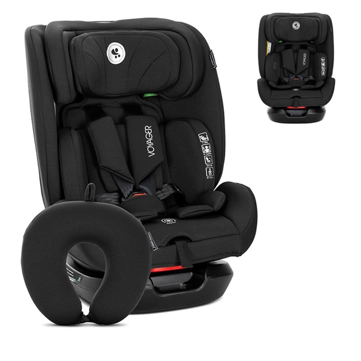 Lorelli Mitwachsender Kindersitz [Ohne Isofix] i-Size 40-150cm, Baby Autositz Voyager, Gruppe 0+/1/2/3, Autokindersitz ab Geburt bis 12 Jahre, 0-36 kg, Auto Babysitz ab Geburt, 5-Punkt-Gurt, Schwarz