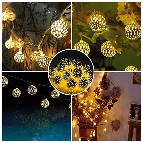 Image of XERGY Plastic Moroccan Ball Led String Fairy Lights Outdoor and Indoor for Home Decoration Light, Diwali Lights & Christmas Party (Warm White,Corded Electric), 2 Meters