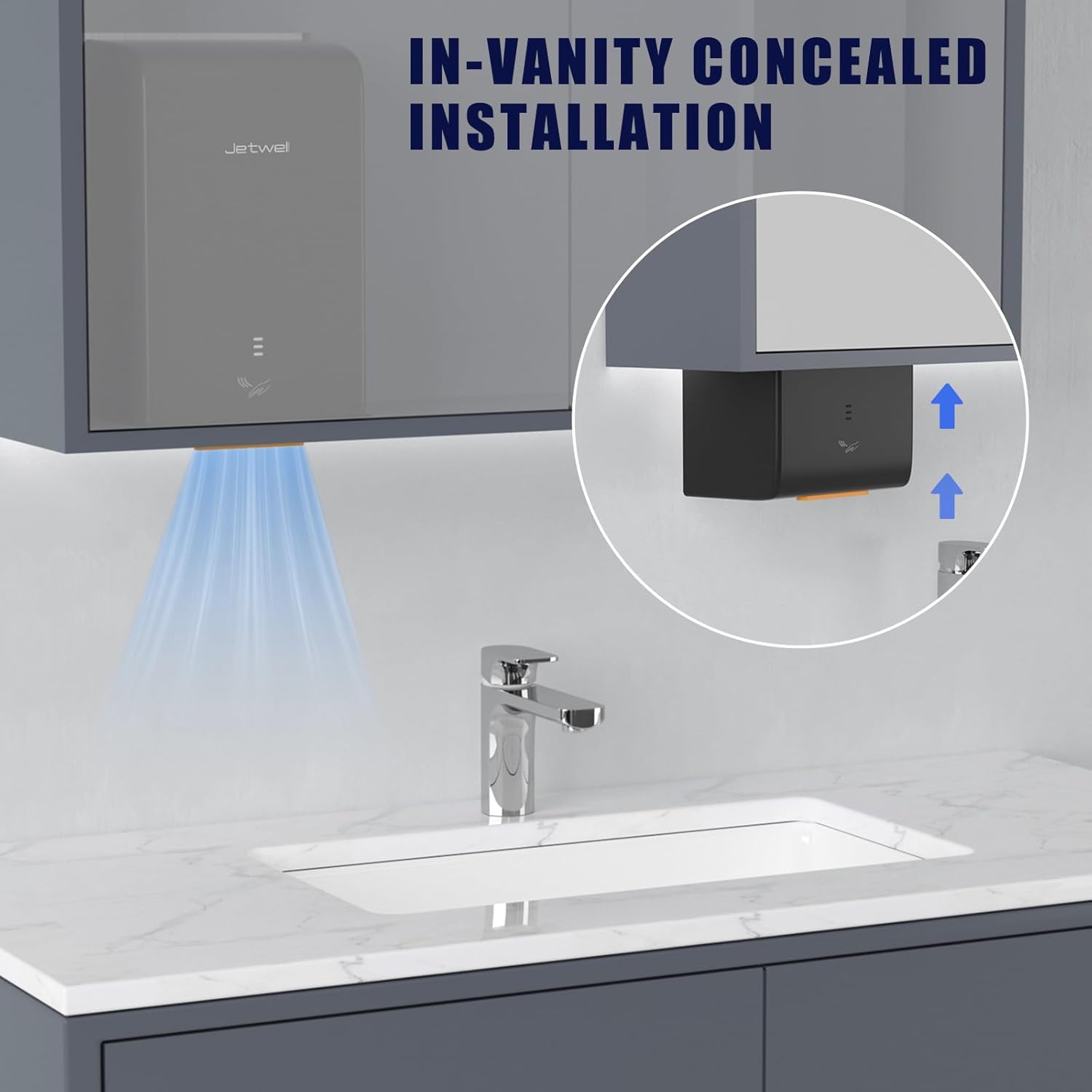 JETWELL ADA Compliant Hand Dryer, ABS Plastic Cover Hard Wired Design, AC 110V-130V JW2825 (Black)
