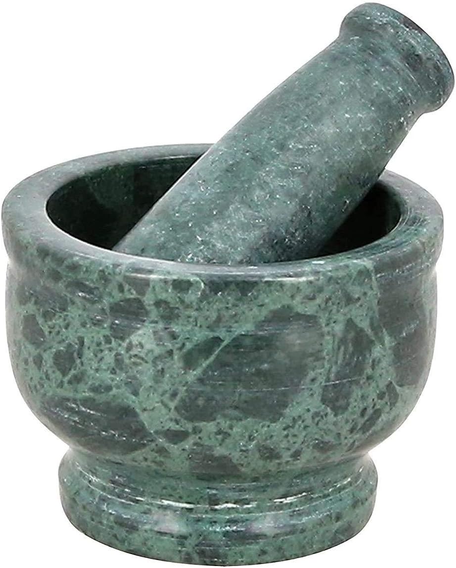 Vtelor Angora Creations Marble Mortar & Pestle Sets/Kharal/Khalbatta/Imam Dasta/Ohkli Musal/Idi Kallu/Khal Musal/Spice Grinder/Okhli Masher/Spice Masher For Home.(4X3 Inches)