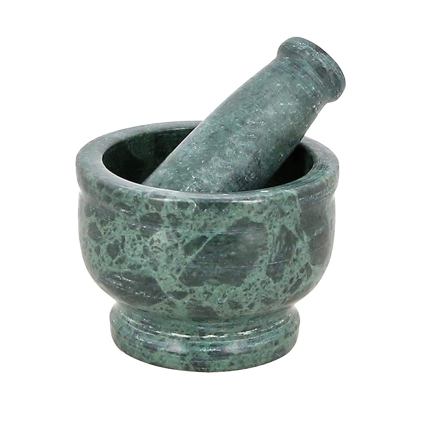 Vtelor Angora Creations Marble Mortar & Pestle Sets/Kharal/Khalbatta/Imam Dasta/Ohkli Musal/Idi Kallu/Khal Musal/Spice Grinder/Okhli Masher/Spice Masher For Home.(4X3 Inches)
