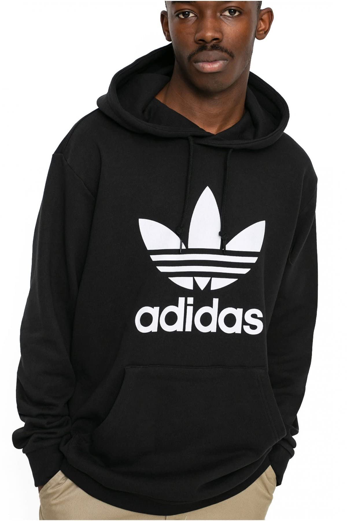 adidas H06667 TREFOIL HOODY Sweatshirt mens black/white XS