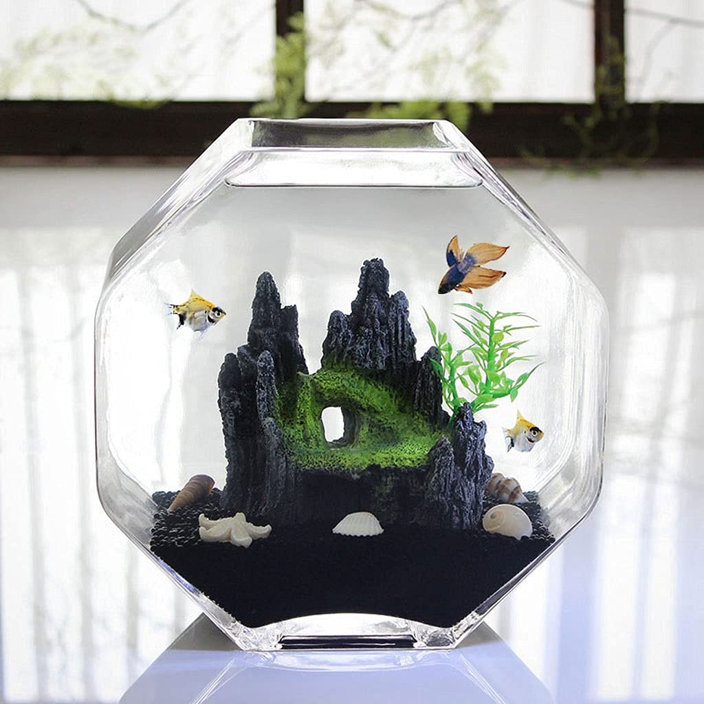 Pecera Creativa de Cristal Transparente para Oficina, hogar, Escritorio, pequeños Adornos, pez Ornamental, Acuario