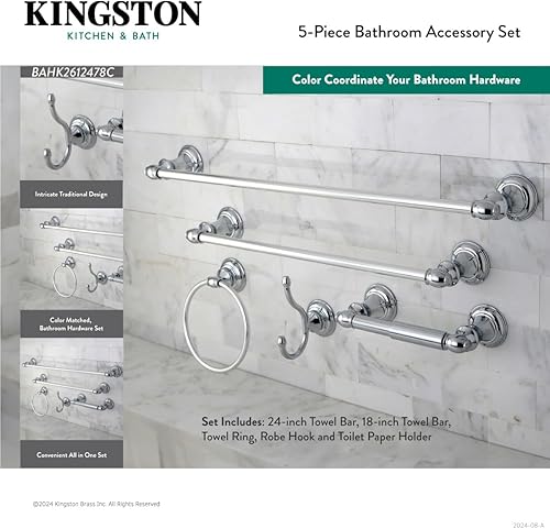 Miniatura 4 de Kingston Brass BAHK2612478BB Provence - Juego de accesorios de baño, latón cepillado, 24 x 3.5 x 2.56 pulgadas