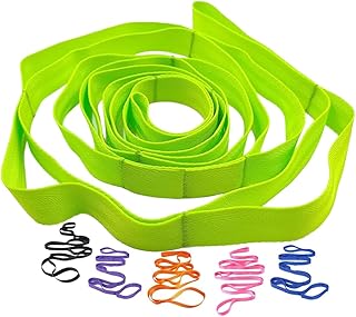 Yoga Strap Stretching Strap 10 Loops Non-Elastic Exercise Strap for Pilates, Dance Exercise Training Multi-Loop Stretching Band