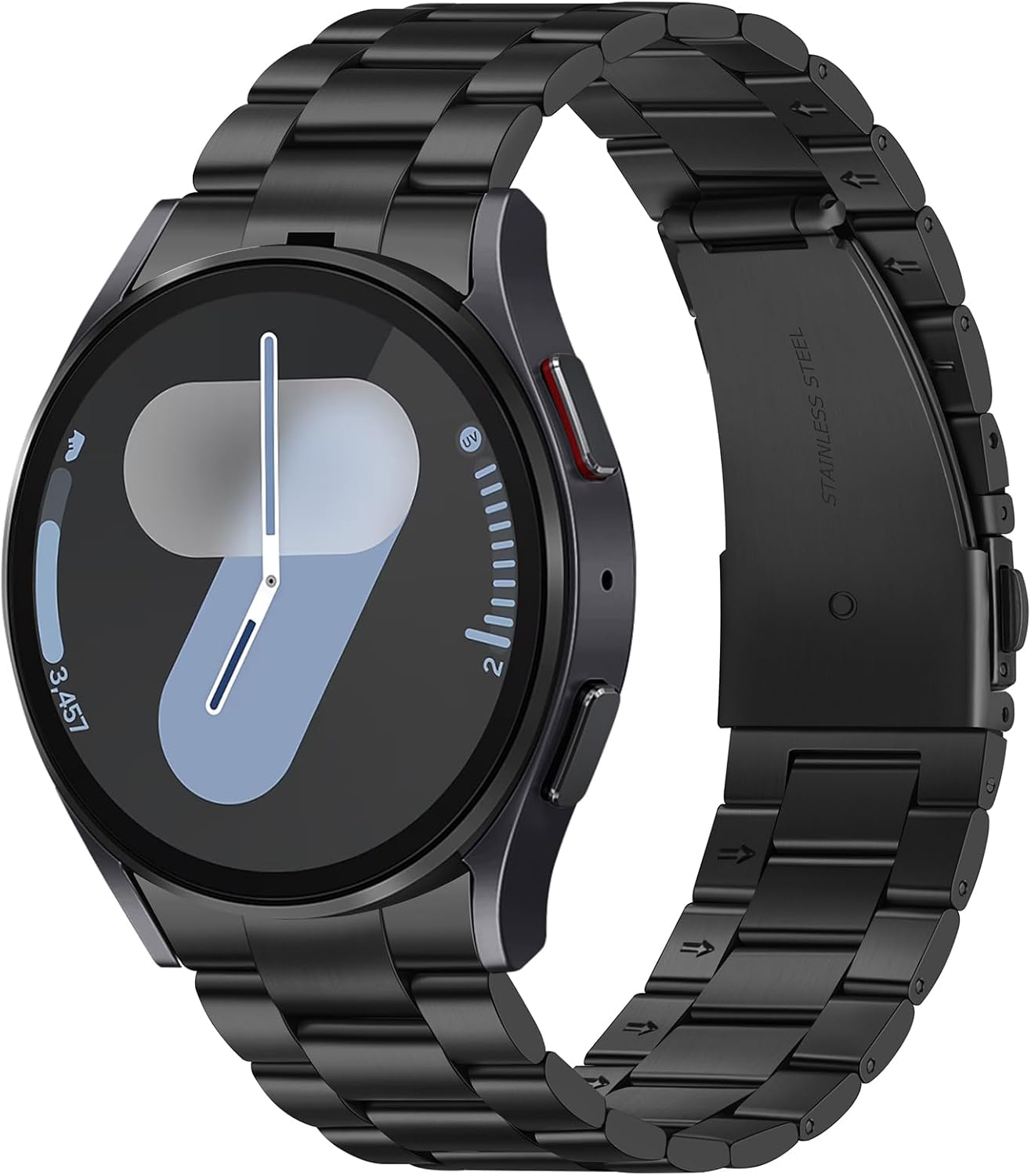 Metal Bands Compatible with Samsung Galaxy Watch 7 6 5 4 FE Band 44mm 40mm/Galaxy Watch 6 Classic 47mm 43mm/5 Pro 45mm, No Gap Stainless Steel Strap for Women and Men, Black Black Galaxy Watch 7 6 5 4 40/42/43/44/45/46/47